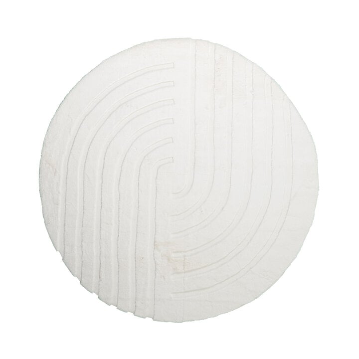 Rond hoogpolig vloerkleed - Carvy Curves Crème - 1