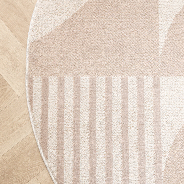 Rond Japandi vloerkleed - Aurora Circles Beige - 4