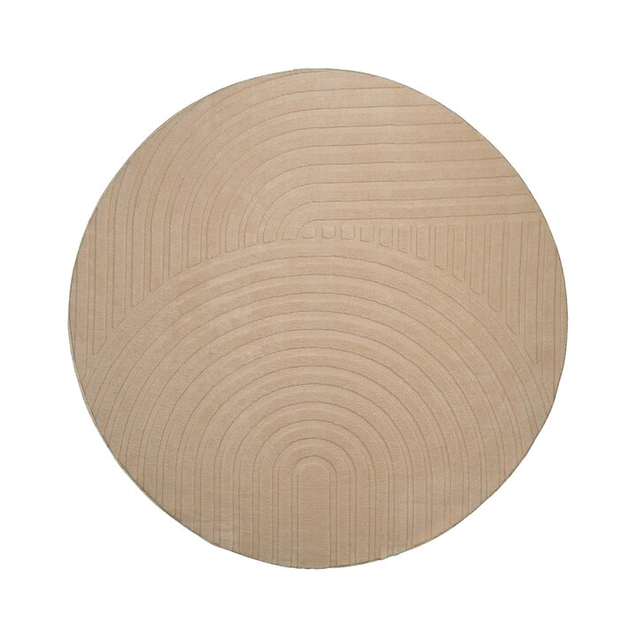 Rond Scandinavisch vloerkleed - Charm Curves Beige - 1