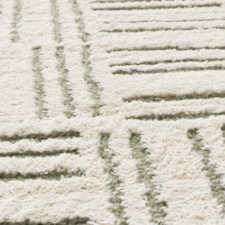 Scandinavisch vloerkleed - Yune Lines Creme/Groen - 3