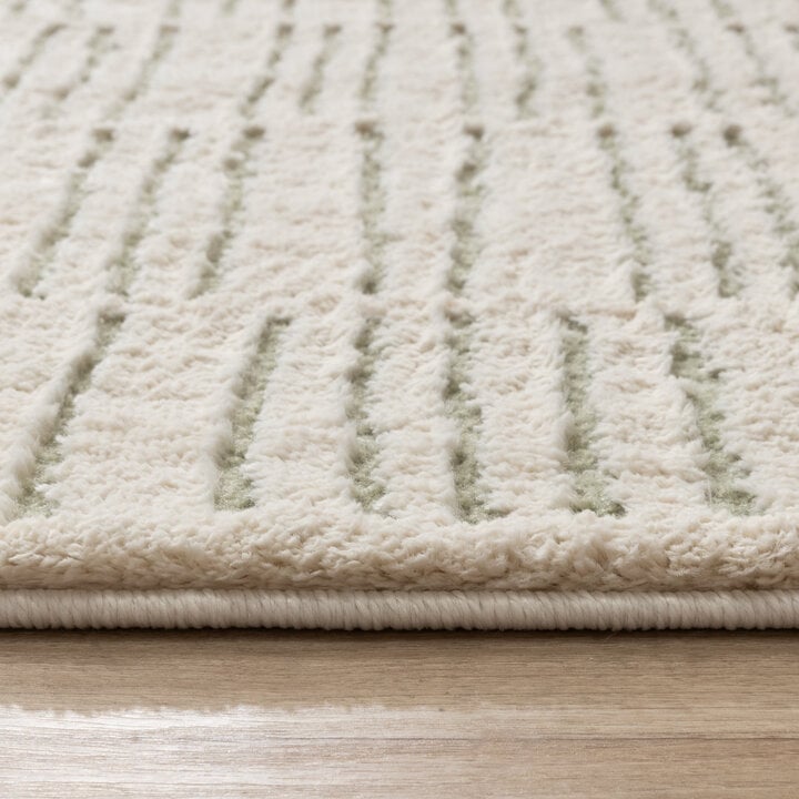 Scandinavisch vloerkleed - Yune Lines Creme/Groen - 5