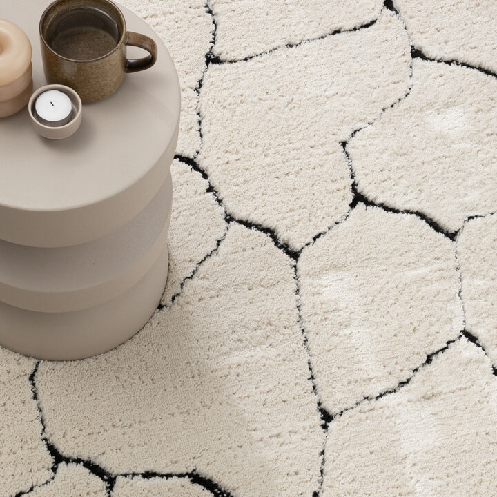 Scandinavisch vloerkleed - Yune Stone Creme/Zwart - 2