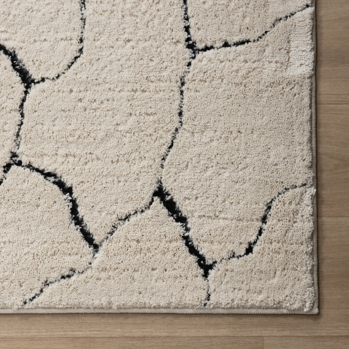Scandinavisch vloerkleed - Yune Stone Creme/Zwart - 4