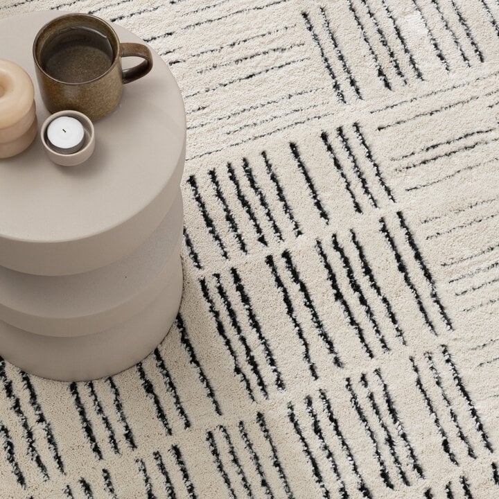 Scandinavisch vloerkleed - Yune Lines Creme/Zwart - 2