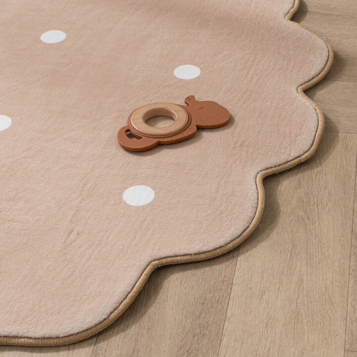 Rond wasbaar vloerkleed - Cloudy Stippen Beige - 6