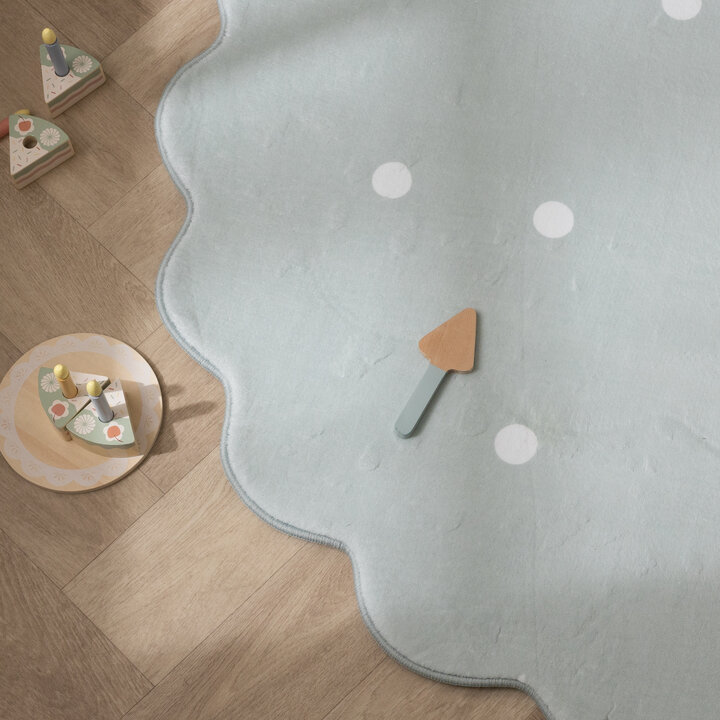 Rond wasbaar vloerkleed - Cloudy Stippen Mint - 3