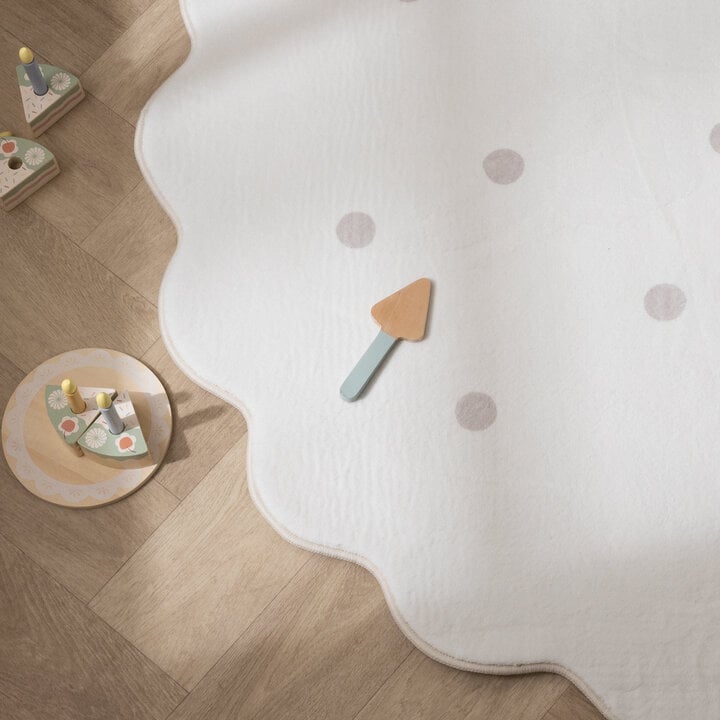 Rond wasbaar vloerkleed - Cloudy Stippen Wit - 2