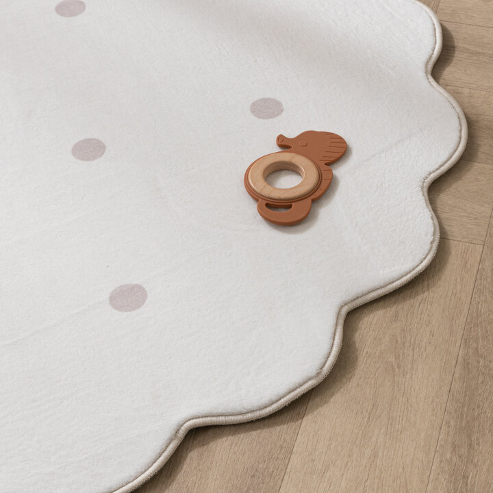 Rond wasbaar vloerkleed - Cloudy Stippen Wit - 5