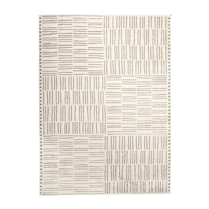 Scandinavisch vloerkleed - Yune Lines Creme/Groen - 1