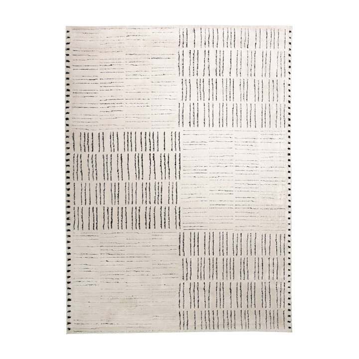 Scandinavisch vloerkleed - Yune Lines Creme/Zwart - 1