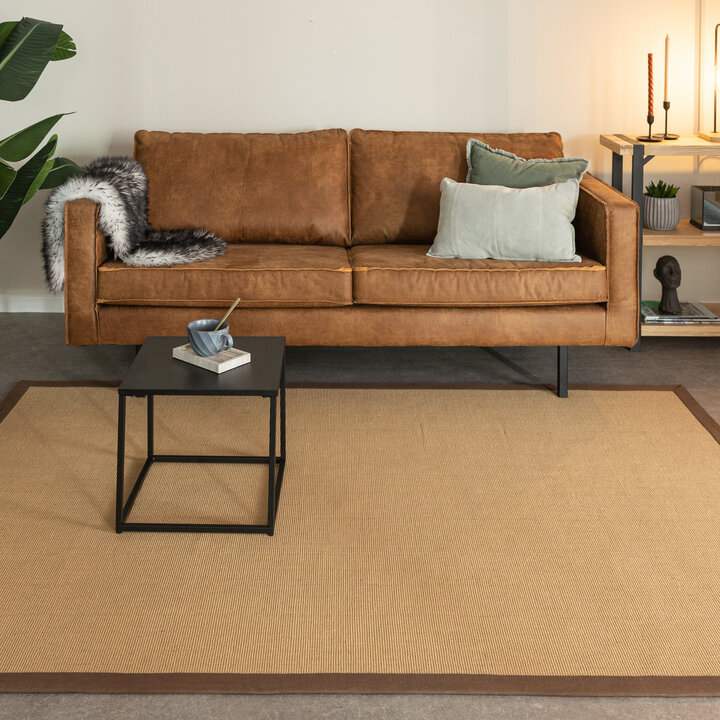 Sisal vloerkleed - Tulum Border Bruin  - 1