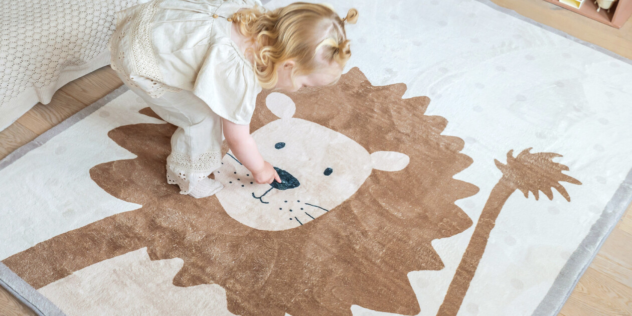 Wasbaar kindervloerkleed - Simba Lion Bruin