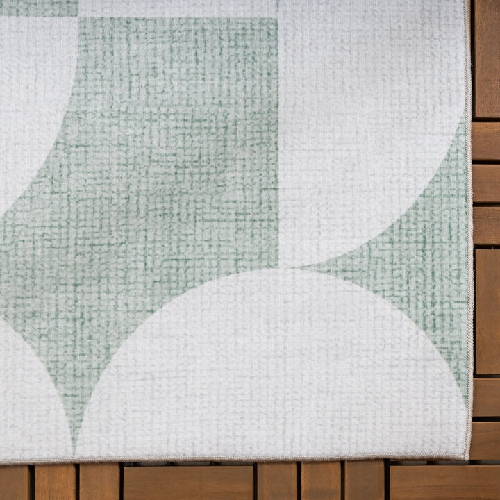 Abstract buitenkleed - Groovy Tiles Groen  - 4