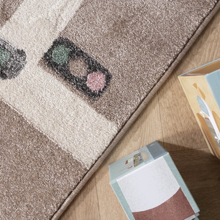 Kinderkamer vloerkleed - Bowie Autoweg Taupe - 2