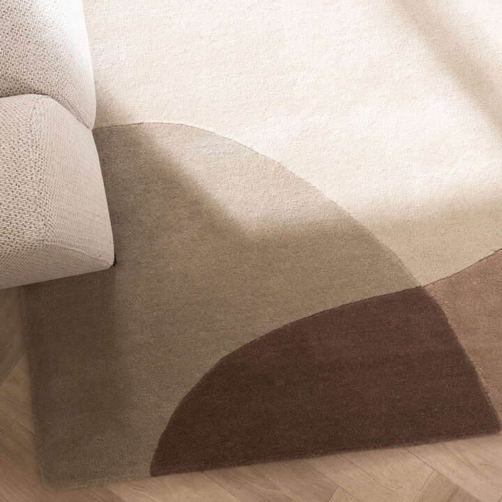 Wollen abstract vloerkleed - Clarice Bruin/Beige  - 2