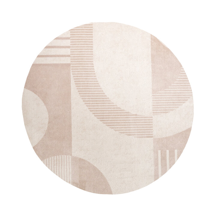 Rond Japandi vloerkleed - Aurora Shapes Beige - 1