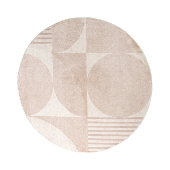 Rond Japandi vloerkleed - Aurora Circles Beige - 1