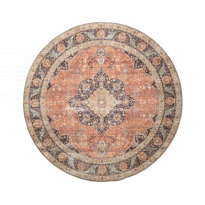Rond binnen- en buitenkleed - Kairo Medaillon Terra/Donkerblauw - 1