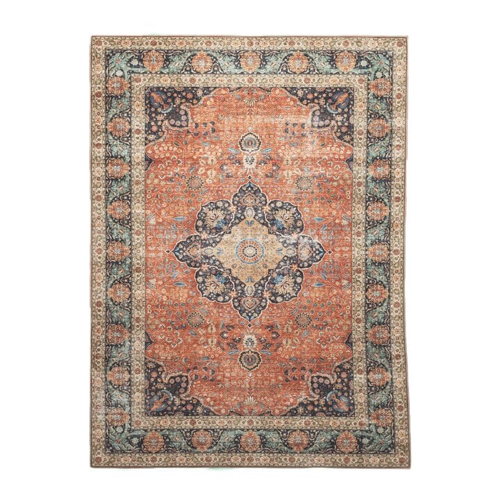 Binnen- en buitenkleed - Kairo Medaillon Terra/Donkerblauw  - 1