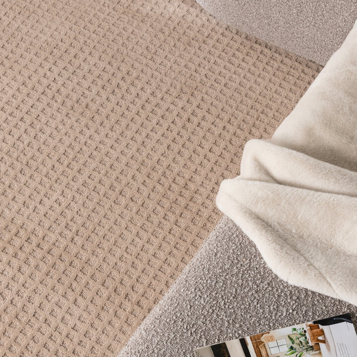 Handgeweven vloerkleed - Candice Grid Beige - 2