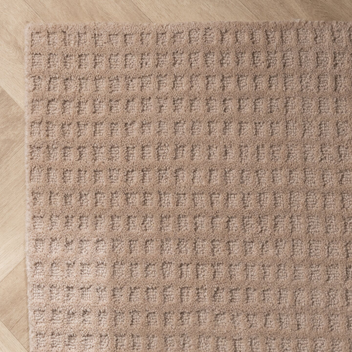 Handgeweven vloerkleed - Candice Grid Beige - 4