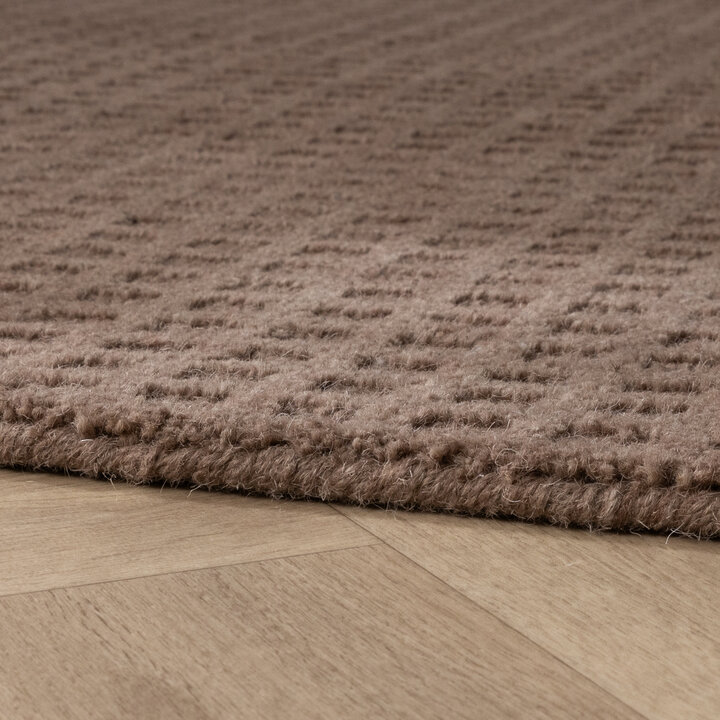 Handgeweven vloerkleed - Candice Grid Bruin - 5