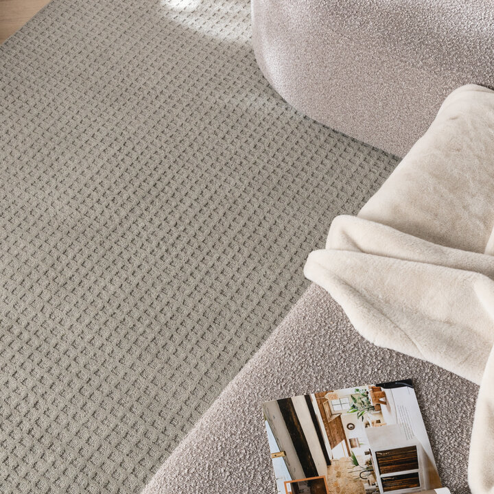 Handgeweven vloerkleed - Candice Grid Blauw/Groen - 2