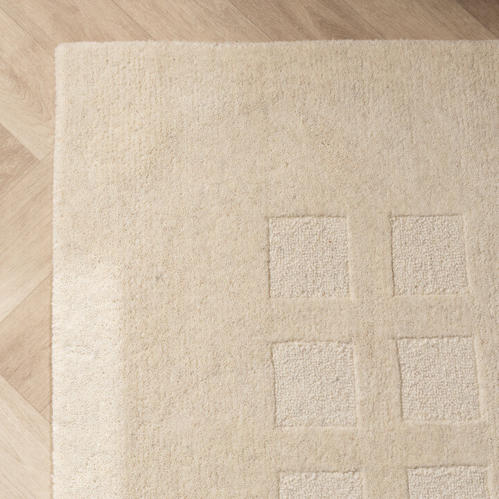 Handgeweven vloerkleed - Candice Cube Creme - 4