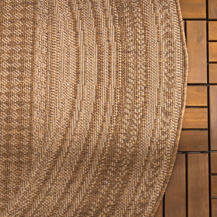 Rond jute buitenkleed - Mavi Stripes Creme/Bruin  - 4