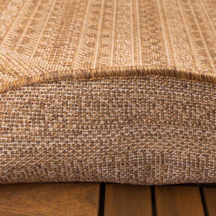 Rond jute buitenkleed - Mavi Stripes Creme/Bruin  - 6