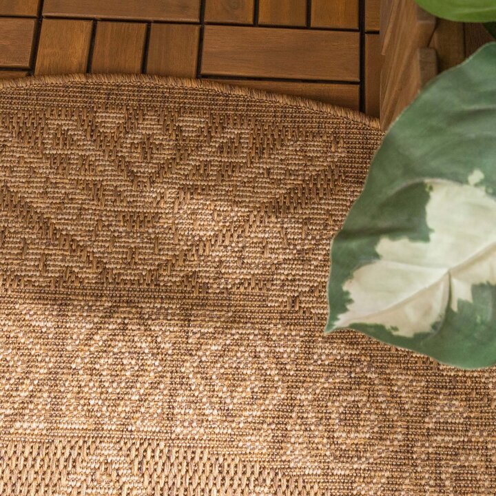 Rond jute buitenkleed - Mavi Medaillon Bruin/Creme  - 2