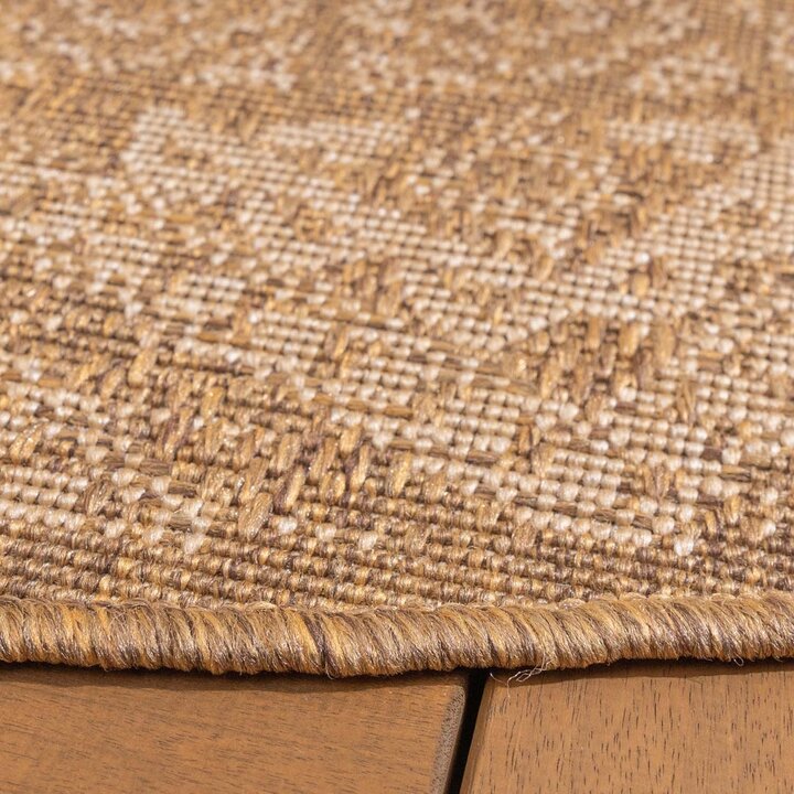Rond jute buitenkleed - Mavi Medaillon Bruin/Creme  - 5