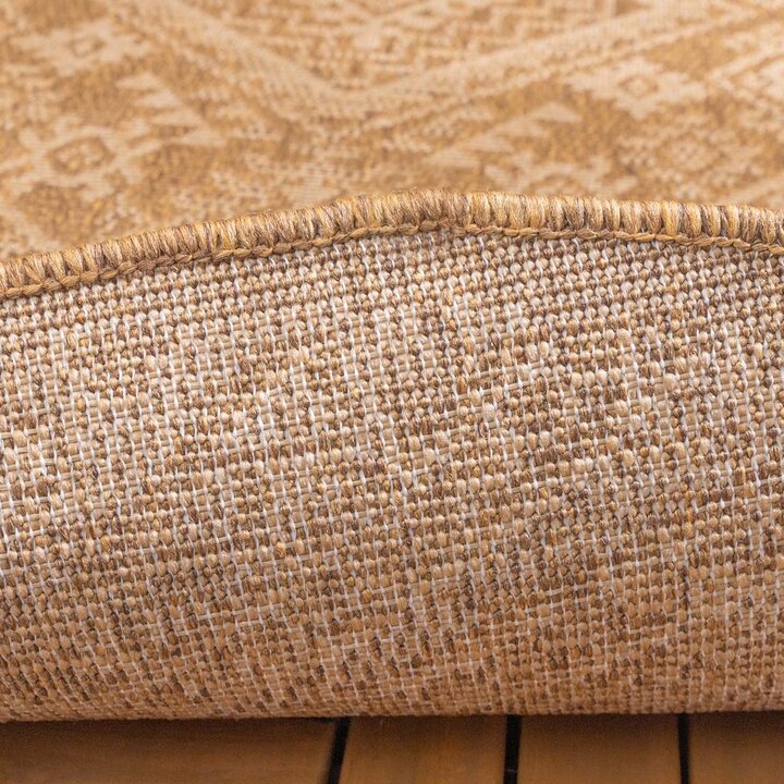 Rond jute buitenkleed - Mavi Medaillon Bruin/Creme  - 6