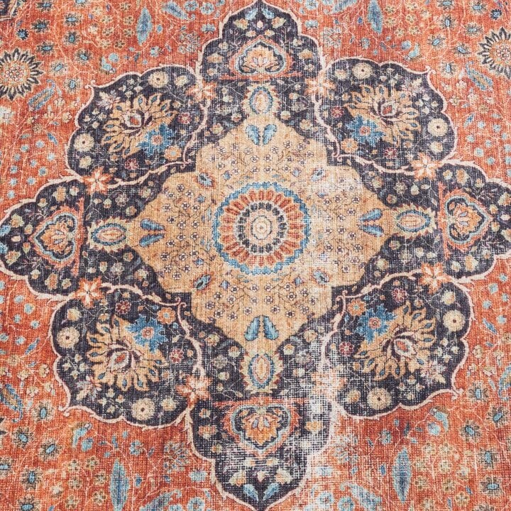 Rond binnen- en buitenkleed - Kairo Medaillon Terra/Donkerblauw - 3