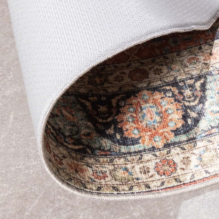 Rond binnen- en buitenkleed - Kairo Medaillon Terra/Donkerblauw - 6