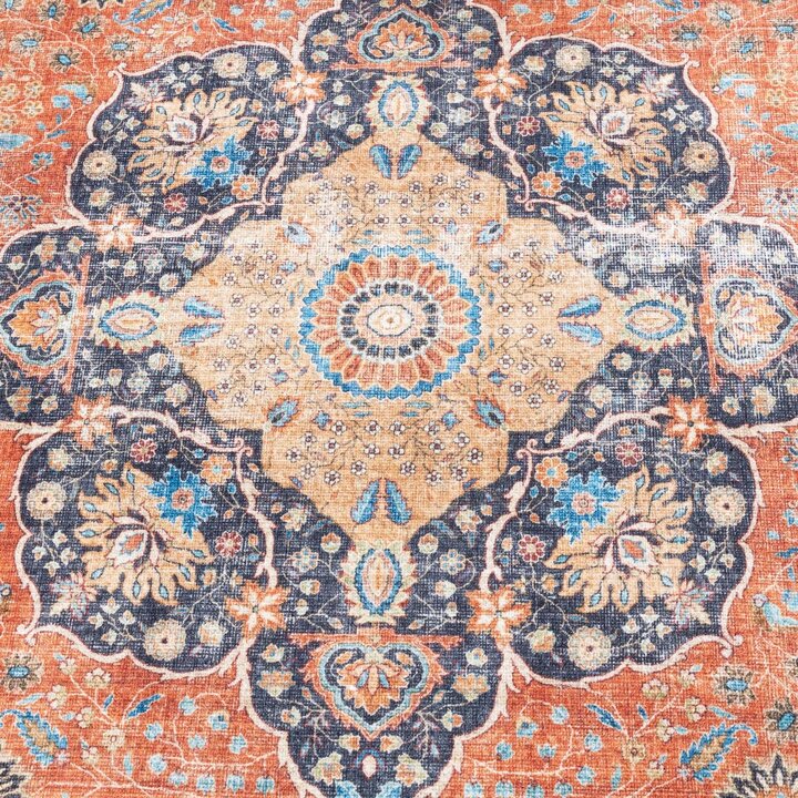 Binnen- en buitenkleed - Kairo Medaillon Terra/Donkerblauw  - 3