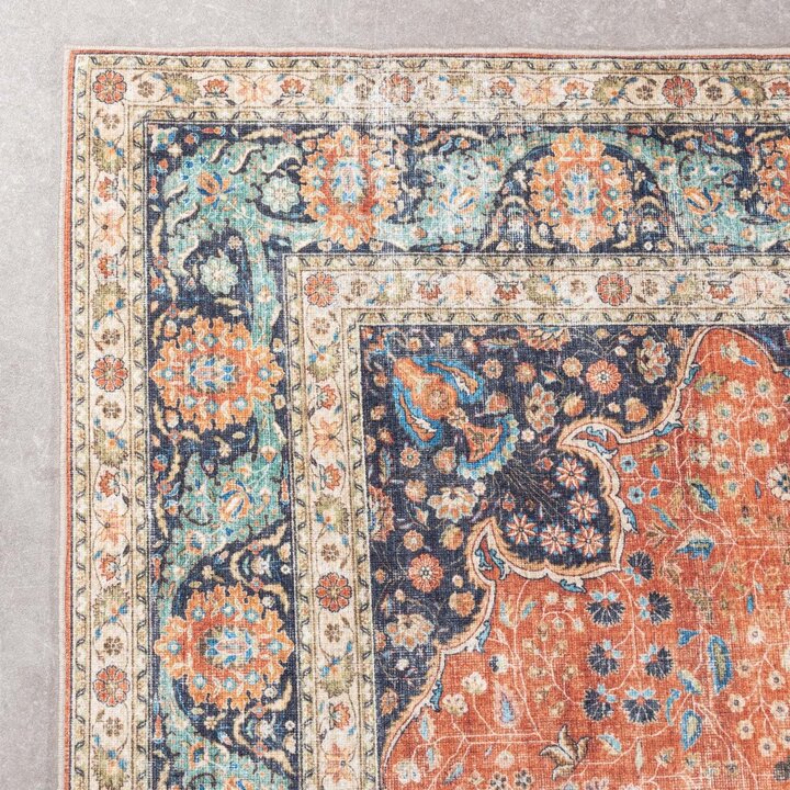 Binnen- en buitenkleed - Kairo Medaillon Terra/Donkerblauw  - 4