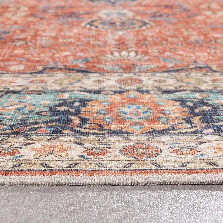 Binnen- en buitenkleed - Kairo Medaillon Terra/Donkerblauw  - 5