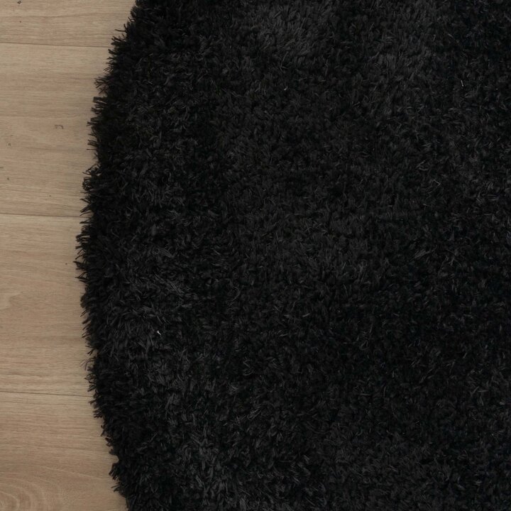 Rond Shaggy vloerkleed - Blaze Zwart - 4