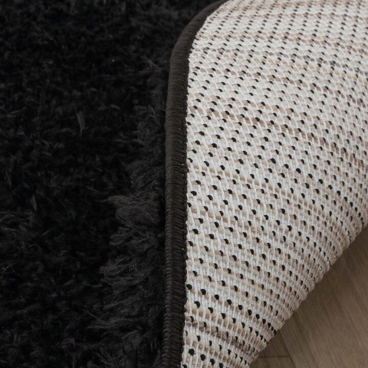 Rond Shaggy vloerkleed - Blaze Zwart - 6
