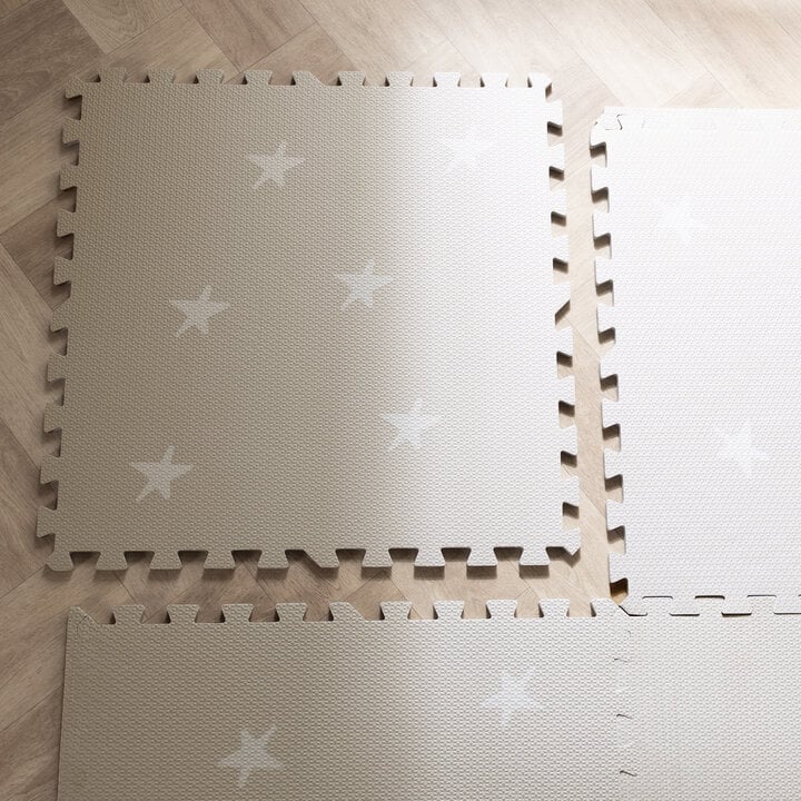 Foam puzzelmat - Alfie Stars Grijs/Beige - 6