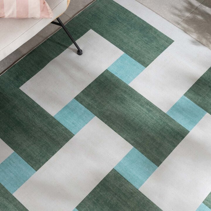 Retro binnen- & buitenvloerkleed - Pop Lines Groen - 2