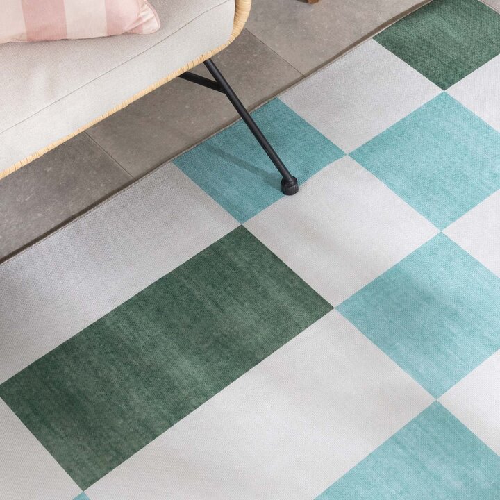 Retro binnen- & buitenvloerkleed - Pop Cubes Groen - 2