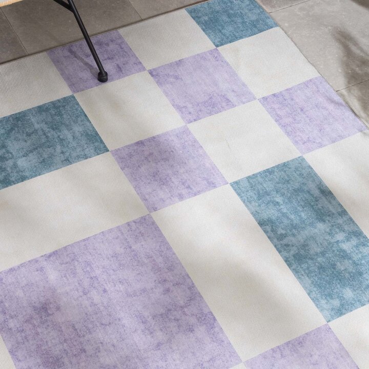 Retro binnen- & buitenvloerkleed - Pop Cubes Lila - 2