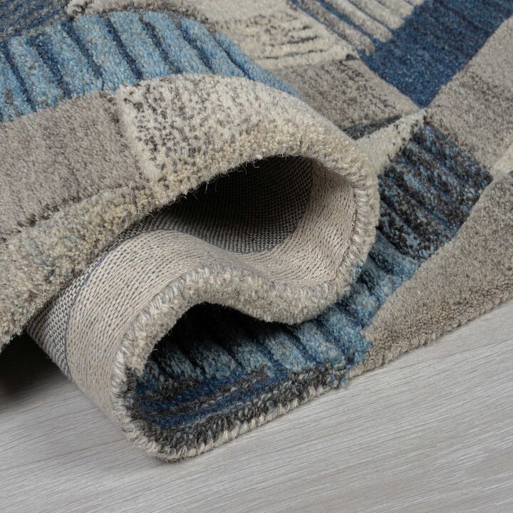Abstract wollen vloerkleed - Anko Blauw - 4
