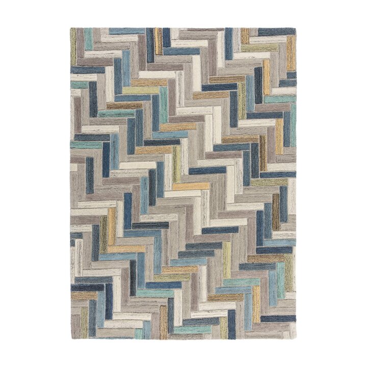 Wollen vloerkleed - Rusho Blauw/Multicolor  - 1