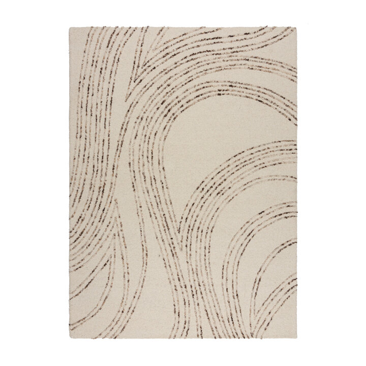 Abstract vloerkleed - Maceo Swirl Creme/Bruin - 1