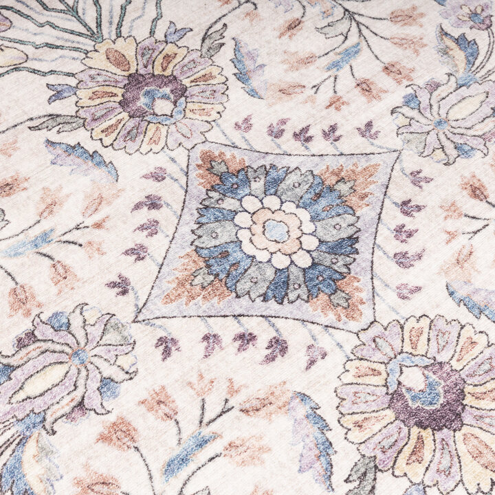 Rond vintage buitenkleed - Santo Flora Wit  - 3