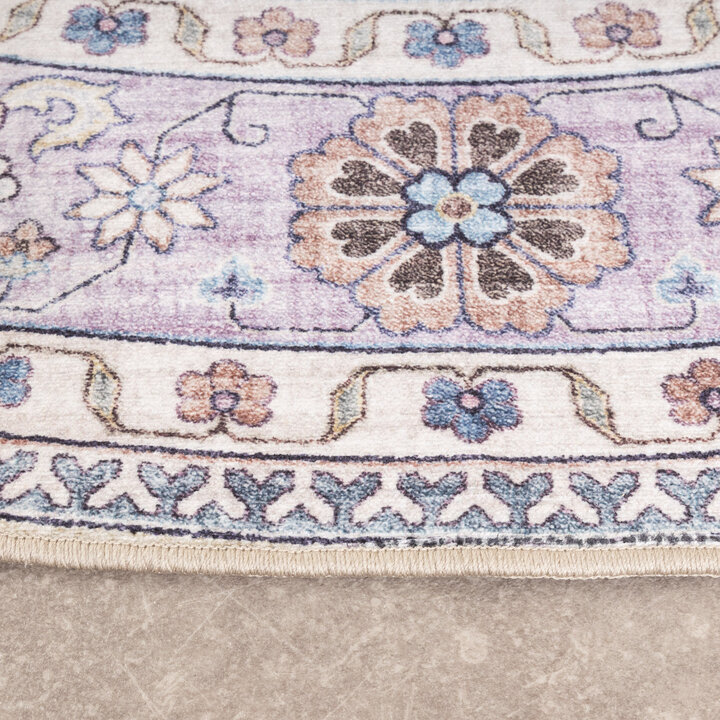 Rond vintage buitenkleed - Santo Flora Wit  - 5