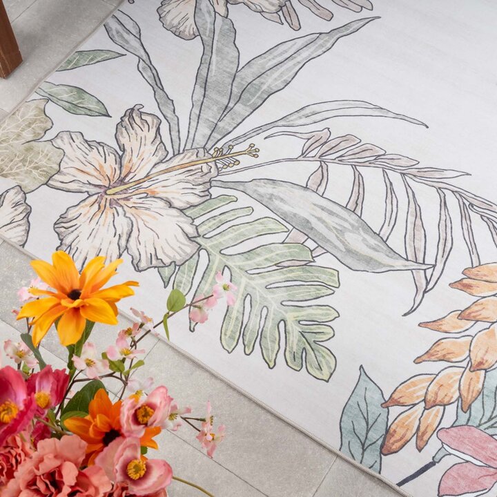 Buitenkleed bloemen - Poppy Creme - 2